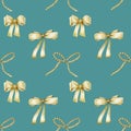 Seamless pattern of golden bows Royalty Free Stock Photo