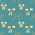 Seamless pattern of golden bows Royalty Free Stock Photo