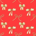 Seamless pattern of golden bows Royalty Free Stock Photo