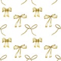 Seamless pattern of golden bows Royalty Free Stock Photo