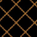 Seamless pattern of golden chains isolated on background