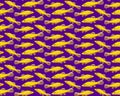 Seamless pattern with Golden Chinese Algae Eaters on purple background