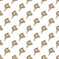 Seamless pattern with golden Christmas reindeer on white background. Repetitive deer ornament with shadow. Print for Royalty Free Stock Photo