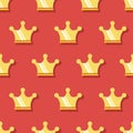 Seamless pattern of golden crown on a red background Royalty Free Stock Photo