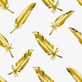 Seamless pattern with golden feathers.