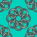 Seamless pattern. Golden flowers on an green background.