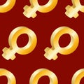 Seamless pattern - golden gender symbol3