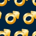 Seamless pattern - golden gender symbol2