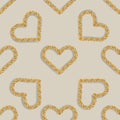 Seamless pattern with golden heart chain. Golden Chain Ornament for Fashion Prints