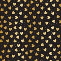 Seamless pattern with golden hearts