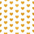 Seamless pattern of golden hearts