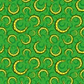 Seamless pattern with golden horseshoes.