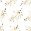 Seamless pattern with golden olive branches.