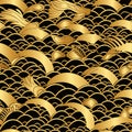 Seamless pattern. A golden oriental geometric pattern on wallpaper