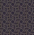 Seamless pattern with golden ornament on black paper