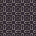 Seamless pattern with golden ornament on black paper