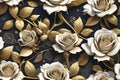 A seamless pattern of Golden roses.