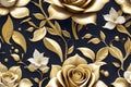 A seamless pattern of Golden roses.