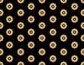 Seamless pattern of golden sakura flower on black background