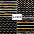 Seamless pattern golden and silvern lines, wave, zig zag stripe