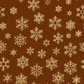 Seamless pattern with golden snowflakes on red background for Christmas or New Year holidays. EPS 10 Royalty Free Stock Photo