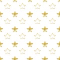 Seamless pattern golden stars on white background isolated, decorative shiny gold stars repeating ornament, ÃÂ¡hristmas backdrop