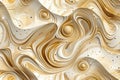 Seamless pattern with golden swirls and glitter on creamy beige background, resembling luxurious marble, ideal for high