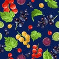 Seamless pattern goose berries and currant berries