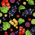 Seamless pattern goose berries and currant berries