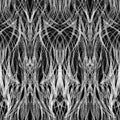 Seamless pattern with a gothic symmetrical ornament drawn with a white pencil on a black background