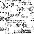 Seamless pattern Gothic Text I love you, hand written words.Sketch, doodle, lettering, hearts, happy valentines day Royalty Free Stock Photo