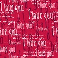 Seamless pattern Gothic Text I love you, hand written words.Sketch, doodle, lettering, hearts, happy valentines day Royalty Free Stock Photo