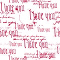 Seamless pattern Gothic Text I love you, hand written words.Sketch, doodle, lettering, hearts, happy valentines day Royalty Free Stock Photo