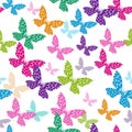 Seamless pattern with gradient colorful flying butterflies Royalty Free Stock Photo