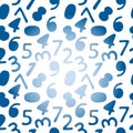 Seamless pattern of gradient numbers, hand-drawn elements in cartoon style. Bright Arabic numerals. School. Knowledge Royalty Free Stock Photo