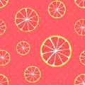 Seamless pattern grapefruit on a polka dot