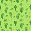 Seamless pattern grapes, vector illustration, bunches of grapes, leaves and twigs, cut grapes, sketch, green