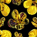 Seamless pattern,Graphic design, Cassia flower in abstract style on black background