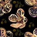 Seamless pattern,Graphic design, Cassia flower in abstract style on black background Royalty Free Stock Photo