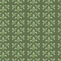 Seamless Pattern with Graphic Lilies in Fine Line Art green