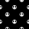 Seamless pattern graphic vector background Halloween theme, white skull cartoon on black background