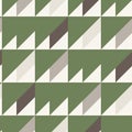 Seamless pattern in gray brown white green colors. Geometrical forms: triangle square rectangle. Royalty Free Stock Photo