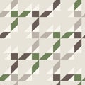 Seamless pattern in gray brown white green colors. Geometrical forms: triangle square rectangle. Royalty Free Stock Photo
