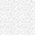 Seamless pattern. Gray hand drawn elements curls isolated on the white background.