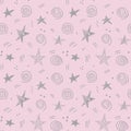 Seamless Pattern With Hand Drawn Stars On Pink Background In Minimalistic Doodle Style Royalty Free Stock Photo