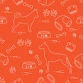 Seamless pattern with great dane and chihuahua, silhouette, comb