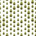 Seamless pattern with green avocado. Food background. Autumn and summer illustration with colorful cute fruits. Eco Royalty Free Stock Photo