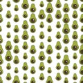 Seamless pattern with green avocado. Food background. Autumn and summer illustration with colorful cute fruits. Eco Royalty Free Stock Photo