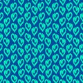 Seamless pattern green blue heart brush strokes lines design, abstract simple scandinavian style background grunge texture. trend Royalty Free Stock Photo