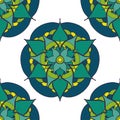 seamless pattern with green blue mandala